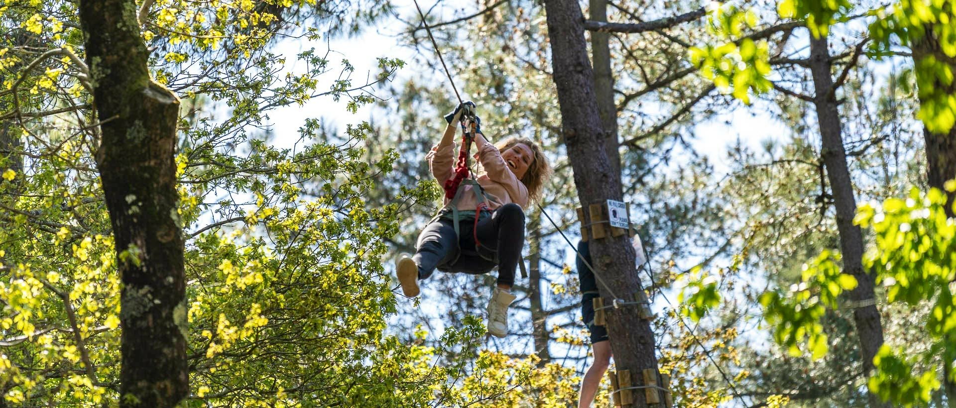 Campsite with tree-top adventure course